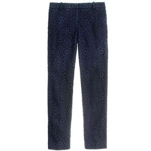 J. Crew Navy Cafe Capri Pinwheel Eyelet Pants